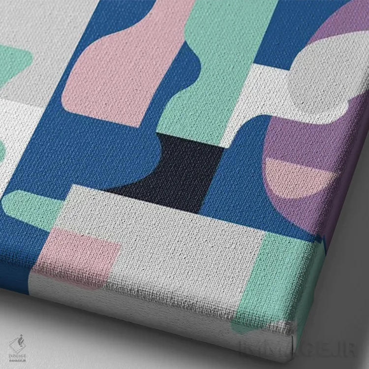 تابلو انتزاعی بلوک های ارگانیک ماتیس آبی و صورتی اثر نینولا دیزاین - نمای نزدیک بافت بوم