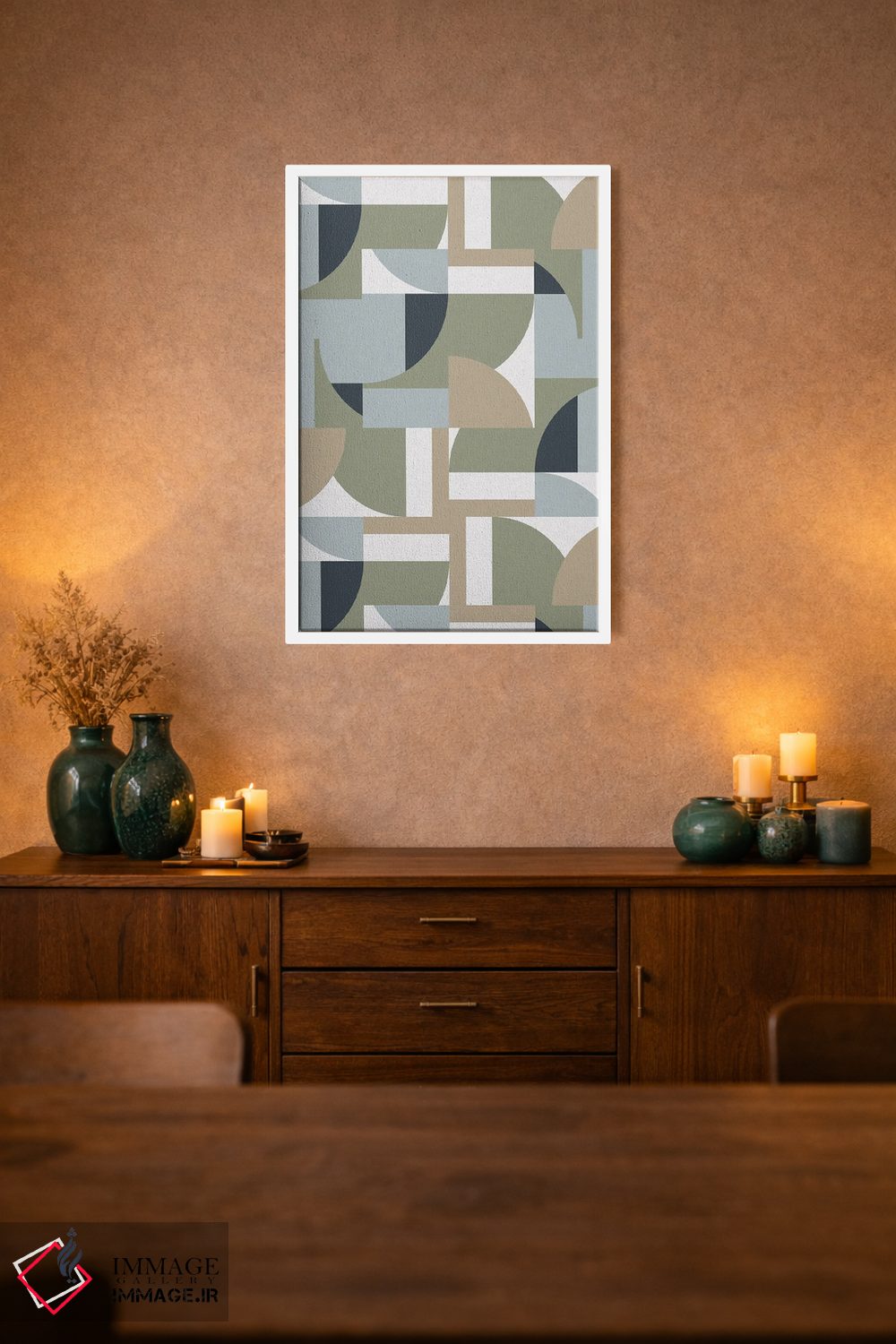 تابلو انتزاعی چندضلعی های بژ سبک باوهاوس آینده نگر اثر نینولا دیزاین - D1W