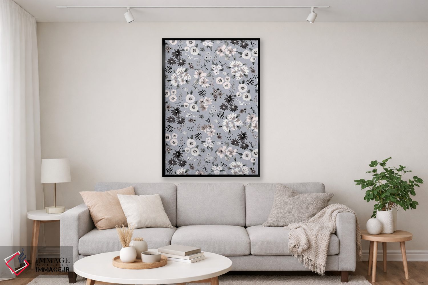 تابلو دکوراتیو گل های کوچک بژ و خاکستری اثر نینولا دیزاین - D2B
