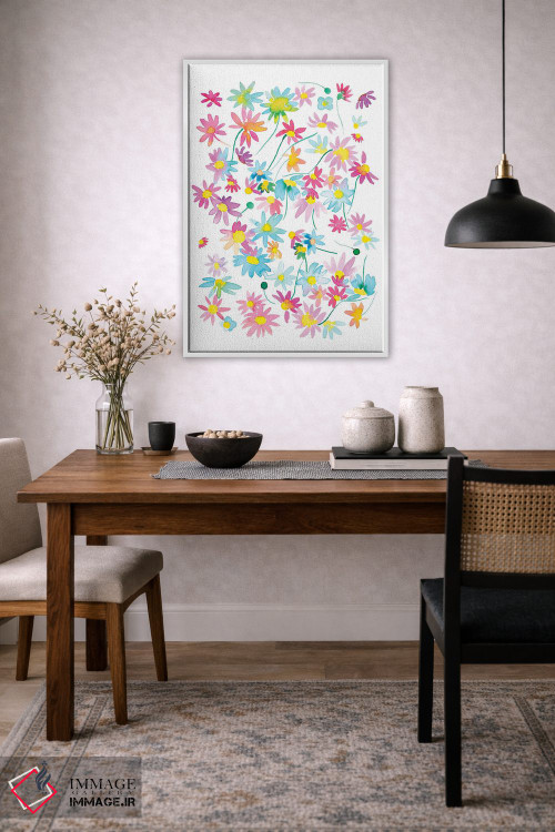 تابلو دکوراتیو مرواریدهای گلدار رنگی آبرنگی اثر نینولا دیزاین - D4W