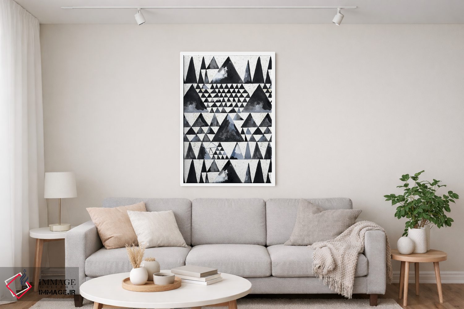 تابلو انتزاعی مثلث های مینیمال اسکاندی ژاپنی با مرکب اثر نینولا دیزاین - D3W