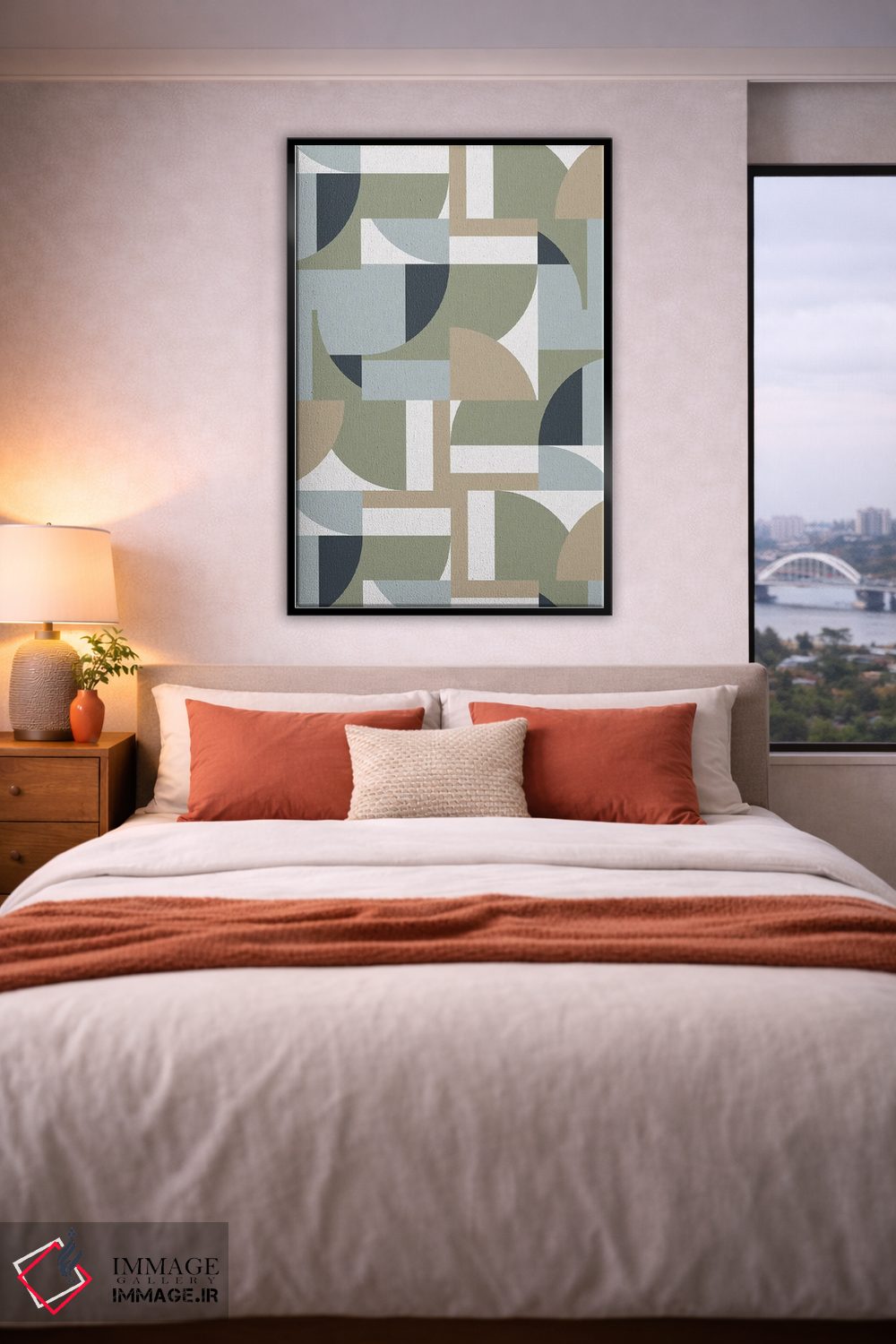 تابلو انتزاعی چندضلعی های بژ سبک باوهاوس آینده نگر اثر نینولا دیزاین - D5B