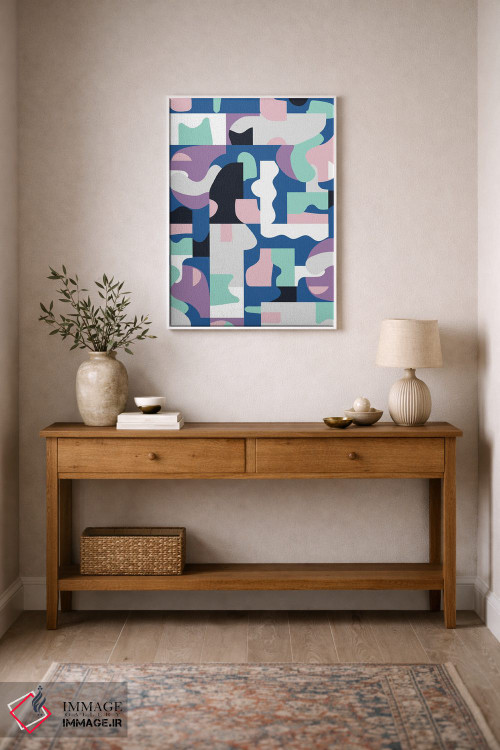 تابلو انتزاعی بلوک های ارگانیک ماتیس آبی و صورتی اثر نینولا دیزاین - D1W