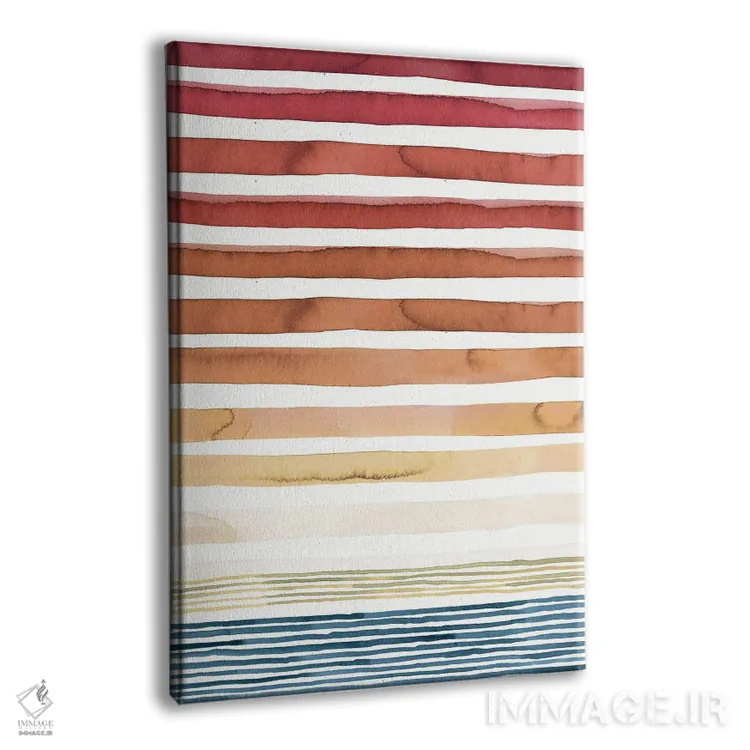 تابلو انتزاعی راه راه های غروب تابستانی آبرنگی اثر نینولا دیزاین - نمای پرسپکتیو محصول