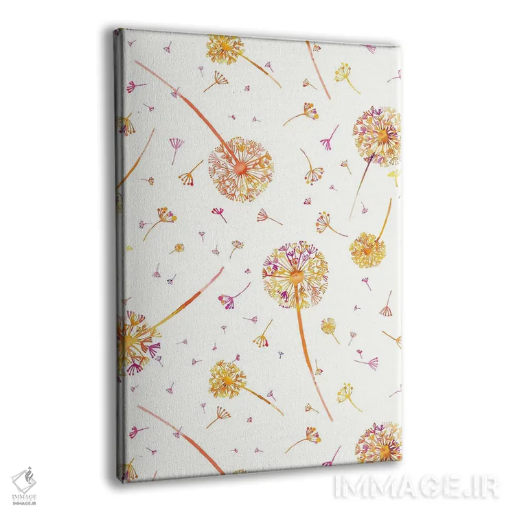 تابلو دکوراتیو قاصدک های بهاری آبرنگی نارنجی اثر نینولا دیزاین - نمای پرسپکتیو محصول