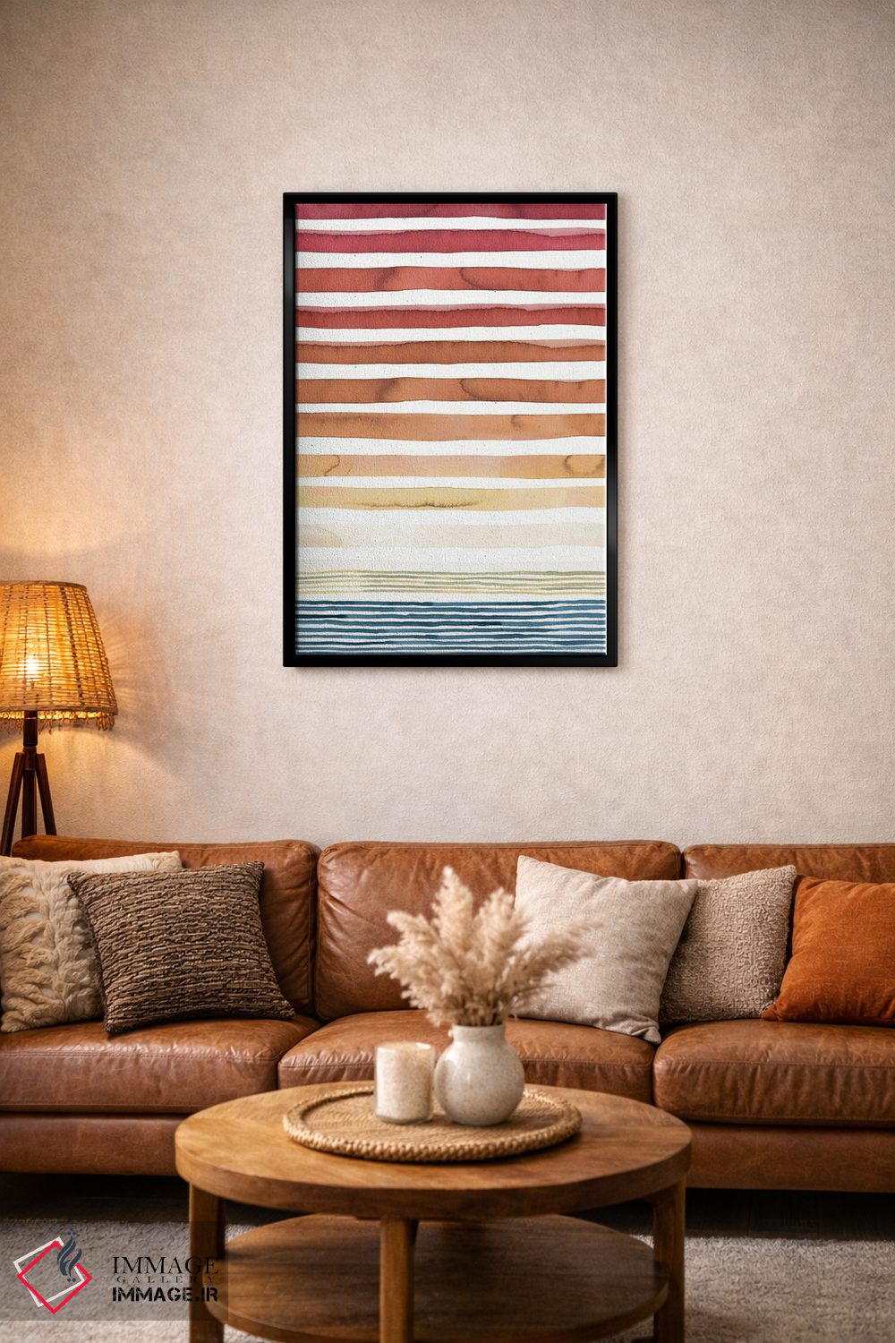 تابلو انتزاعی راه راه های غروب تابستانی آبرنگی اثر نینولا دیزاین - D4B