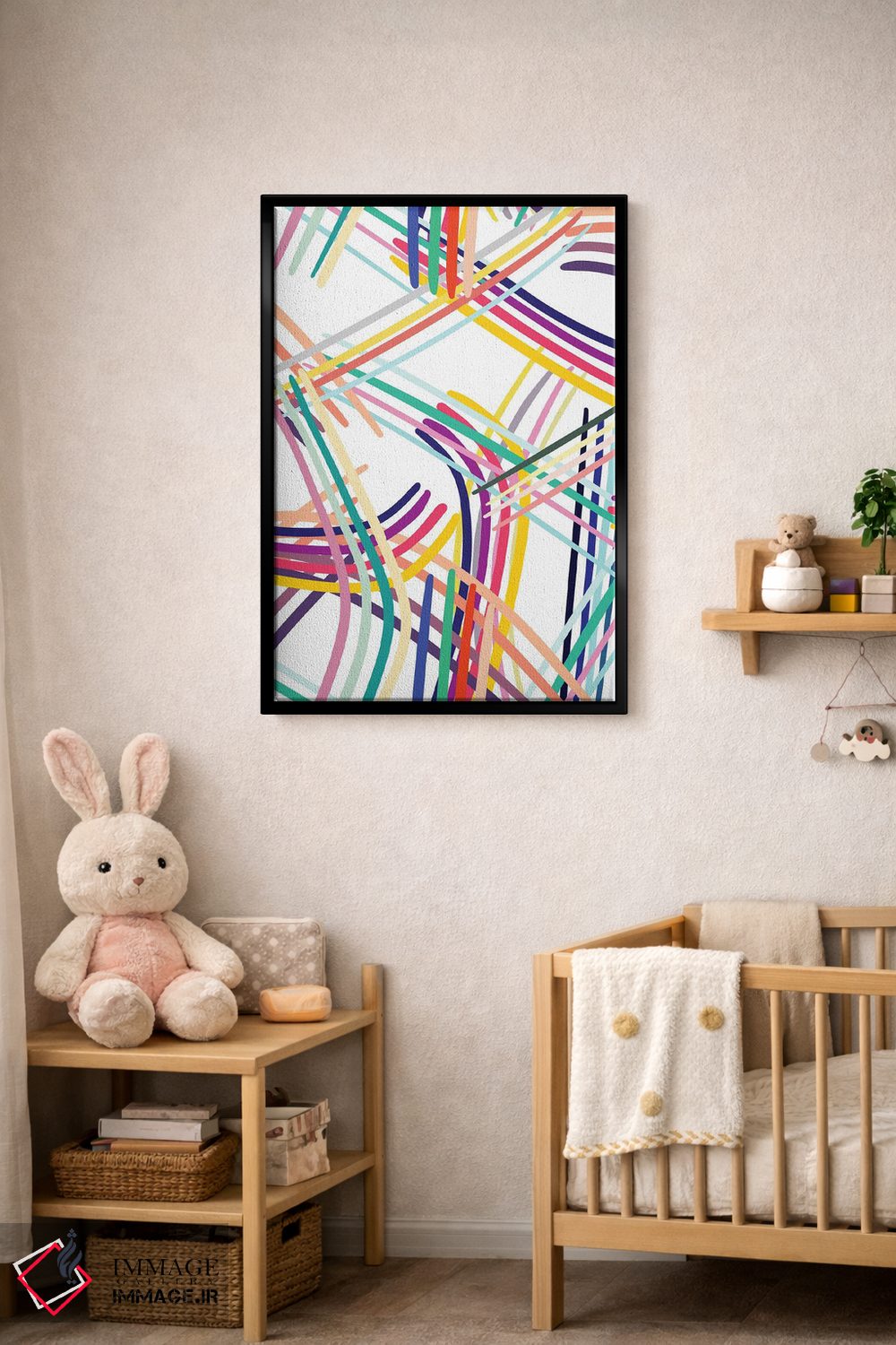 تابلو انتزاعی خطوط بافته شده رنگی چندرنگ اثر نینولا دیزاین - D4B