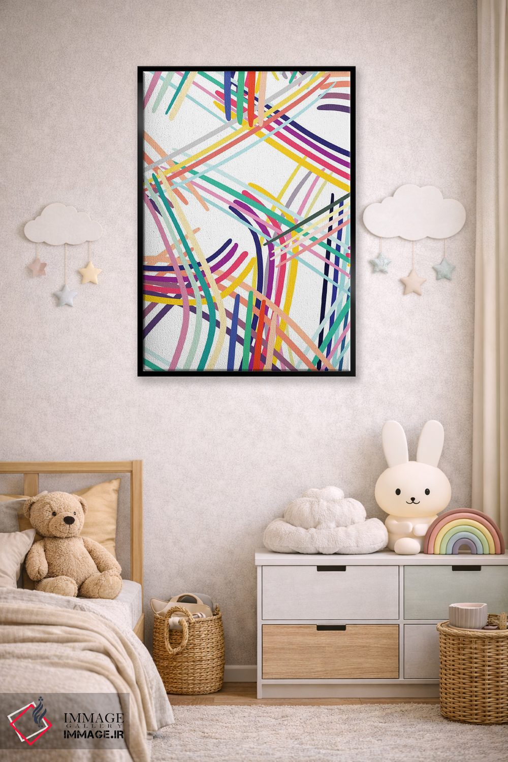 تابلو انتزاعی خطوط بافته شده رنگی چندرنگ اثر نینولا دیزاین - D5B