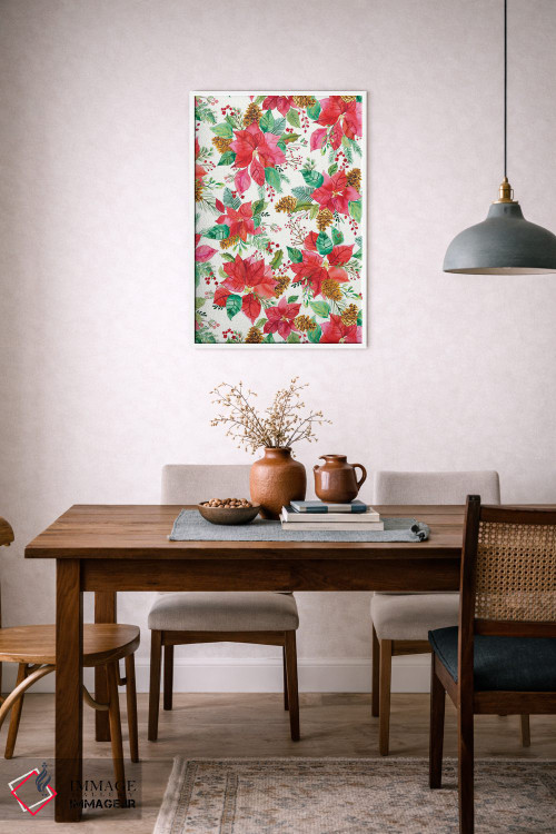 تابلو مدرن دسته گل پوینستیا کریسمس اثر نینولا دیزاین - D6W