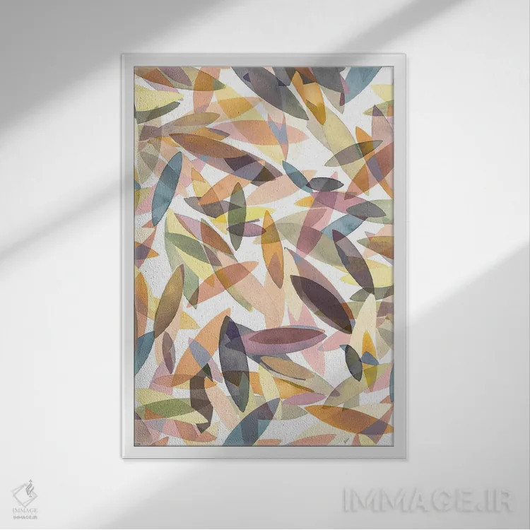 تابلو انتزاعی موج سواری انتزاعی رنگی پاییزی اثر نینولا دیزاین - نمای قابدار سفید