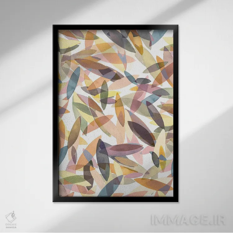 تابلو انتزاعی موج سواری انتزاعی رنگی پاییزی اثر نینولا دیزاین - نمای قابدار مشکی