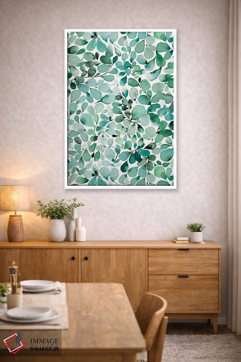 تابلو مدرن برگ های اکالیپتوس سبز و دل انگیز اثر نینولا دیزاین - D6W