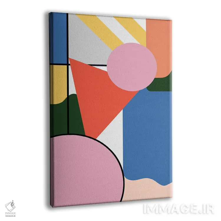 تابلو انتزاعی اشکال ساده موندریان باوهاوس اثر نینولا دیزاین - نمای پرسپکتیو محصول