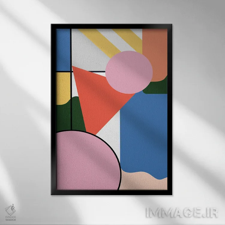 تابلو انتزاعی اشکال ساده موندریان باوهاوس اثر نینولا دیزاین - نمای قابدار مشکی