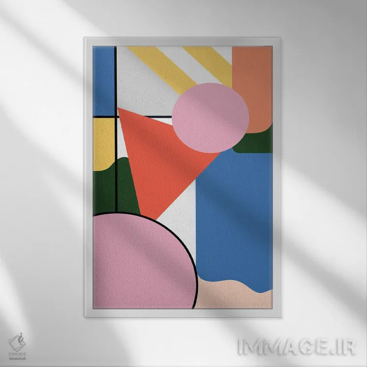 تابلو انتزاعی اشکال ساده موندریان باوهاوس اثر نینولا دیزاین - نمای قابدار سفید