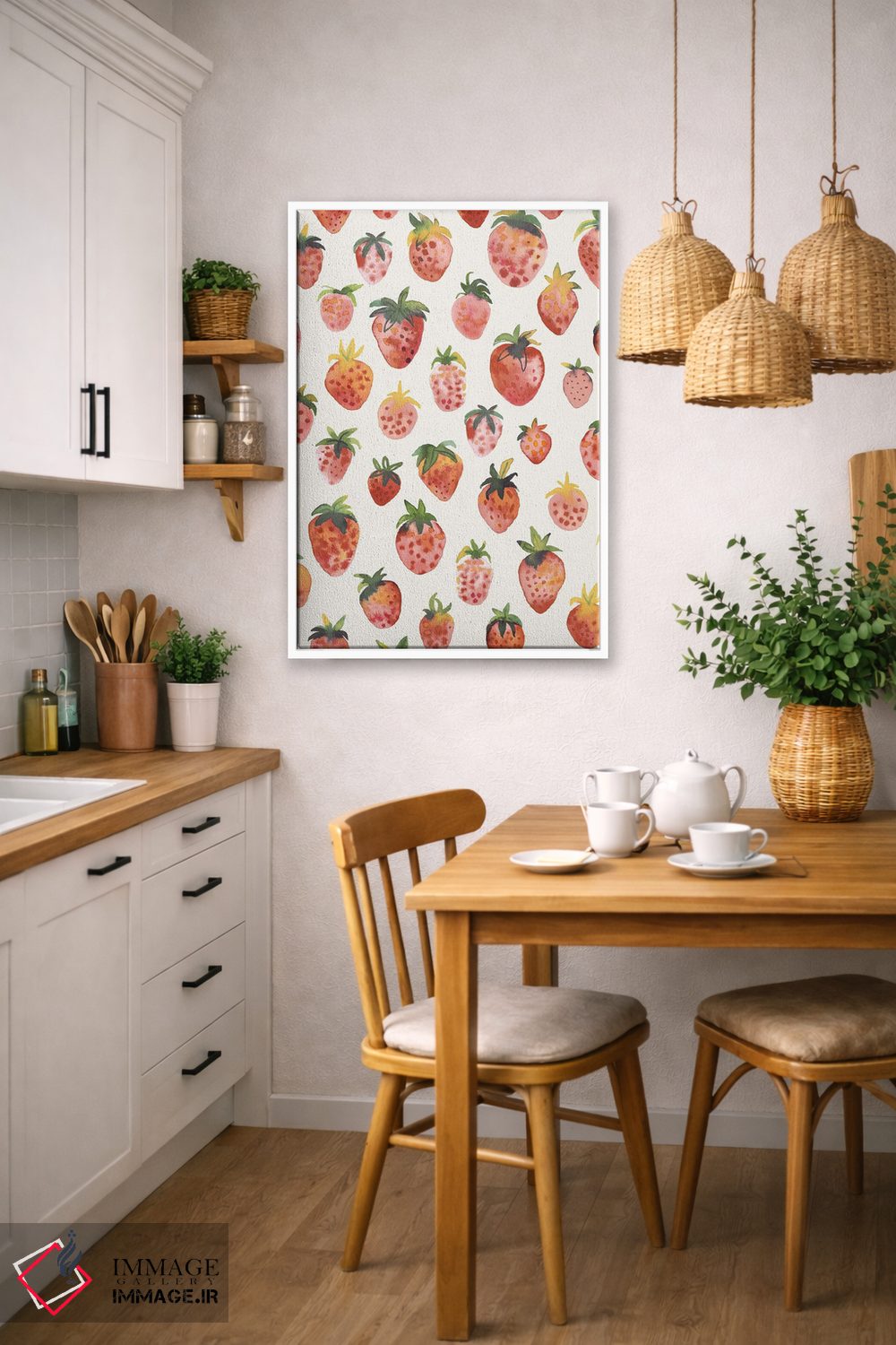 تابلو مدرن توت فرنگی های خوشمزه قرمز روستایی اثر نینولا دیزاین - D3W