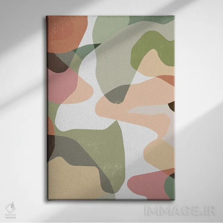تابلو مینیمال استتار انتزاعی به رنگ سفالی اثر نینولا دیزاین - نمای روبهرو روی دیوار