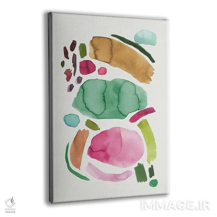 تابلو مینیمال طرح انتزاعی مینیمال صورتی و سبز اثر نینولا دیزاین - نمای پرسپکتیو محصول