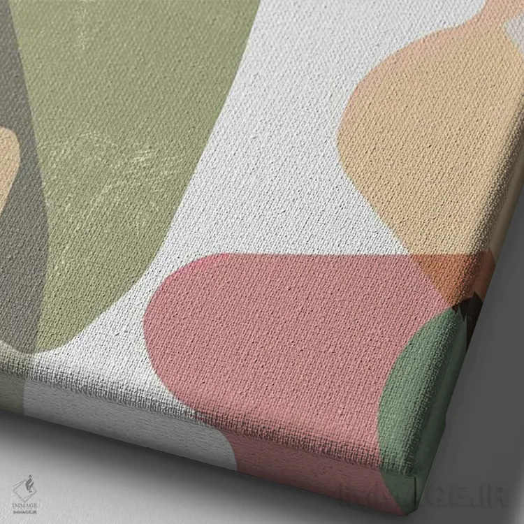 تابلو مینیمال استتار انتزاعی به رنگ سفالی اثر نینولا دیزاین - نمای نزدیک بافت بوم