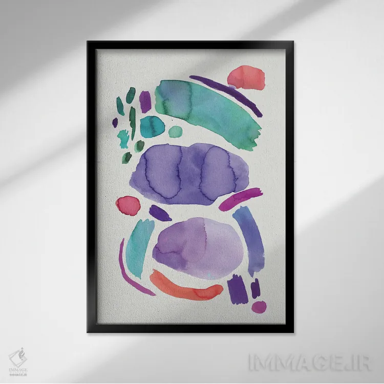 تابلو مینیمال طرح انتزاعی مینیمال آبی اثر نینولا دیزاین - نمای قابدار مشکی