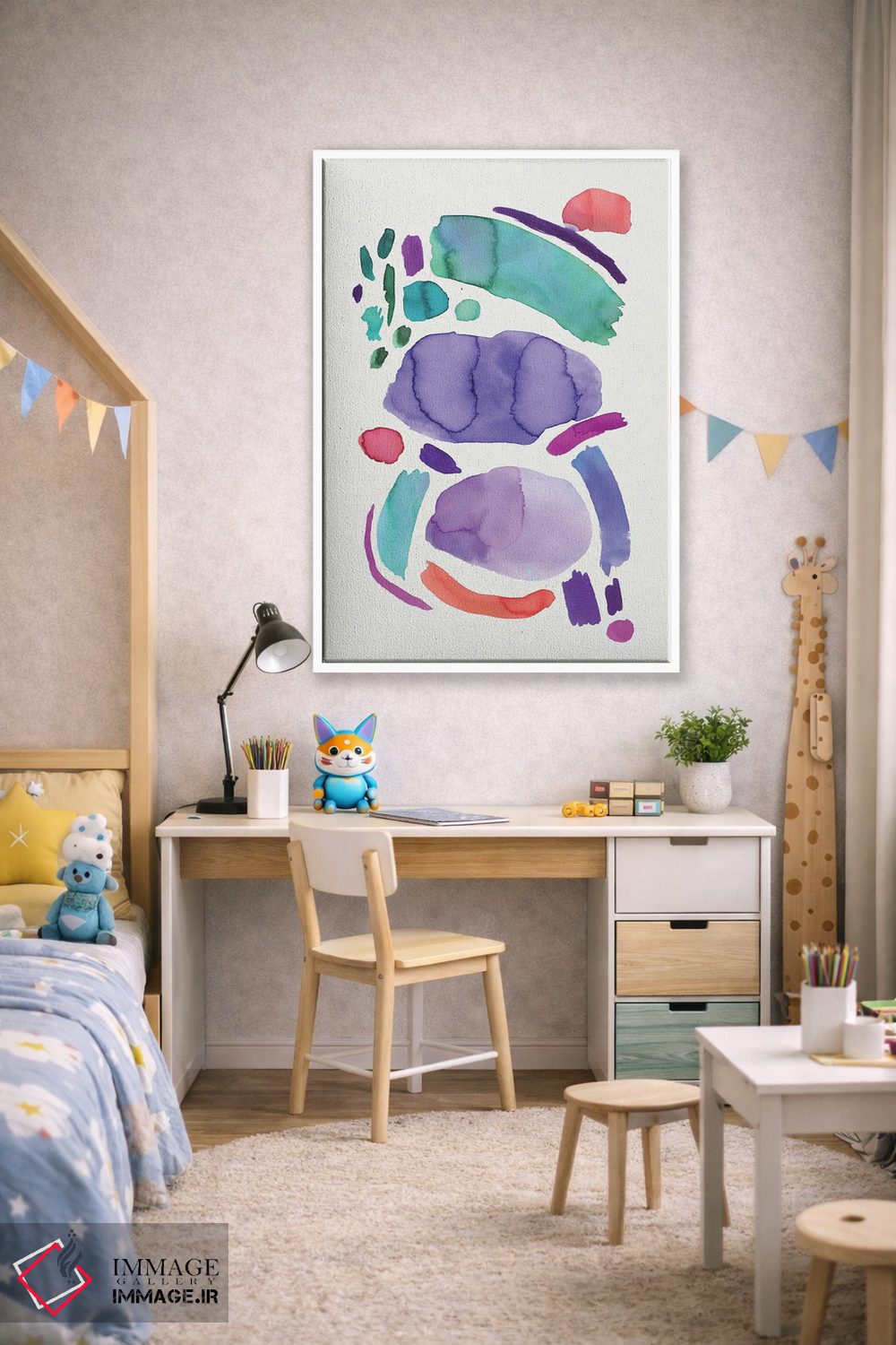 تابلو مینیمال طرح انتزاعی مینیمال آبی اثر نینولا دیزاین - D1W