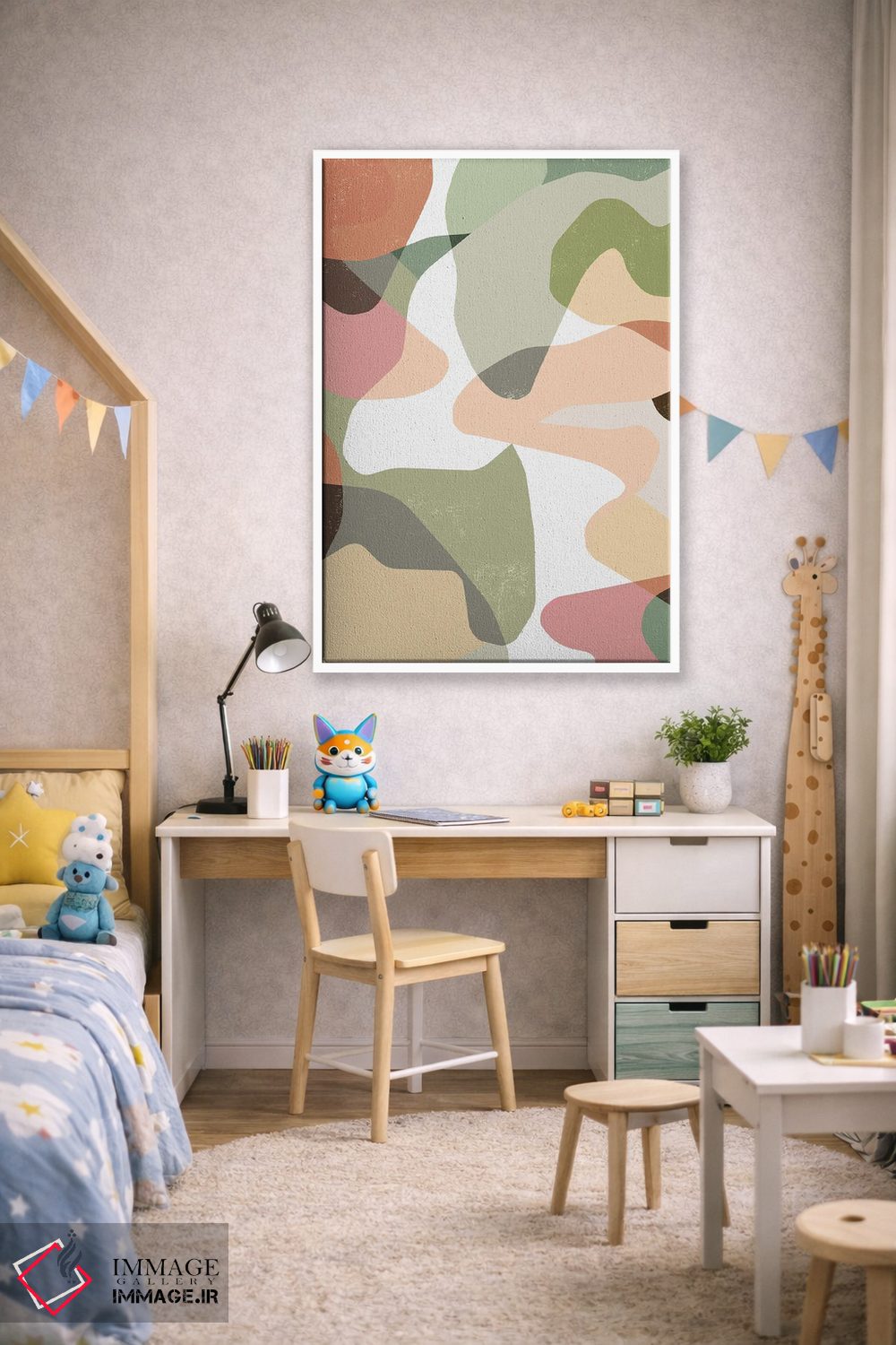 تابلو مینیمال استتار انتزاعی به رنگ سفالی اثر نینولا دیزاین - D1W