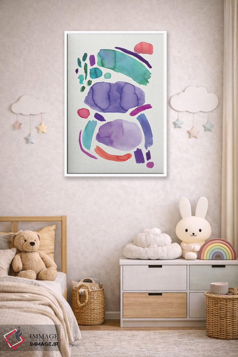 تابلو مینیمال طرح انتزاعی مینیمال آبی اثر نینولا دیزاین - D4W