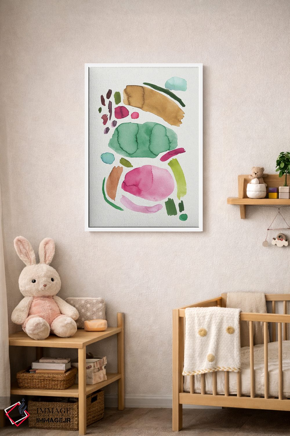 تابلو مینیمال طرح انتزاعی مینیمال صورتی و سبز اثر نینولا دیزاین - D2W