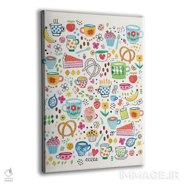 تابلو دکوراتیو قهوه، چای، میان وعده و نانوایی اثر نینولا دیزاین - نمای پرسپکتیو محصول