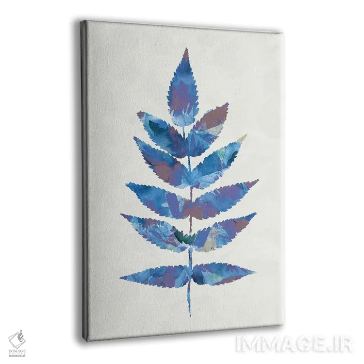 تابلو مینیمال برگ گیاهی جنگلی آبی اثر نینولا دیزاین - نمای پرسپکتیو محصول