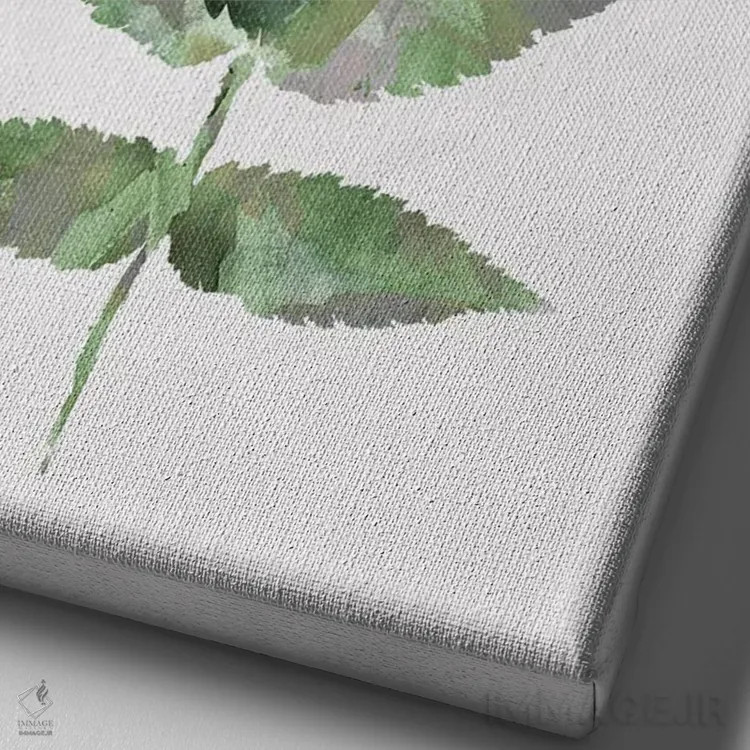 تابلو مینیمال برگ جنگلی سبز اثر نینولا دیزاین - نمای نزدیک بافت بوم