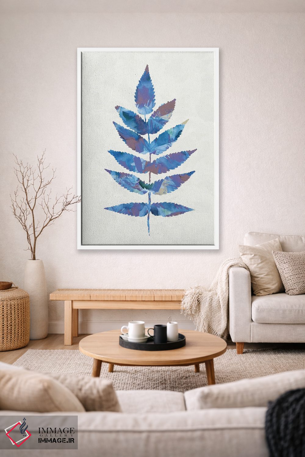 تابلو مینیمال برگ گیاهی جنگلی آبی اثر نینولا دیزاین - D1W