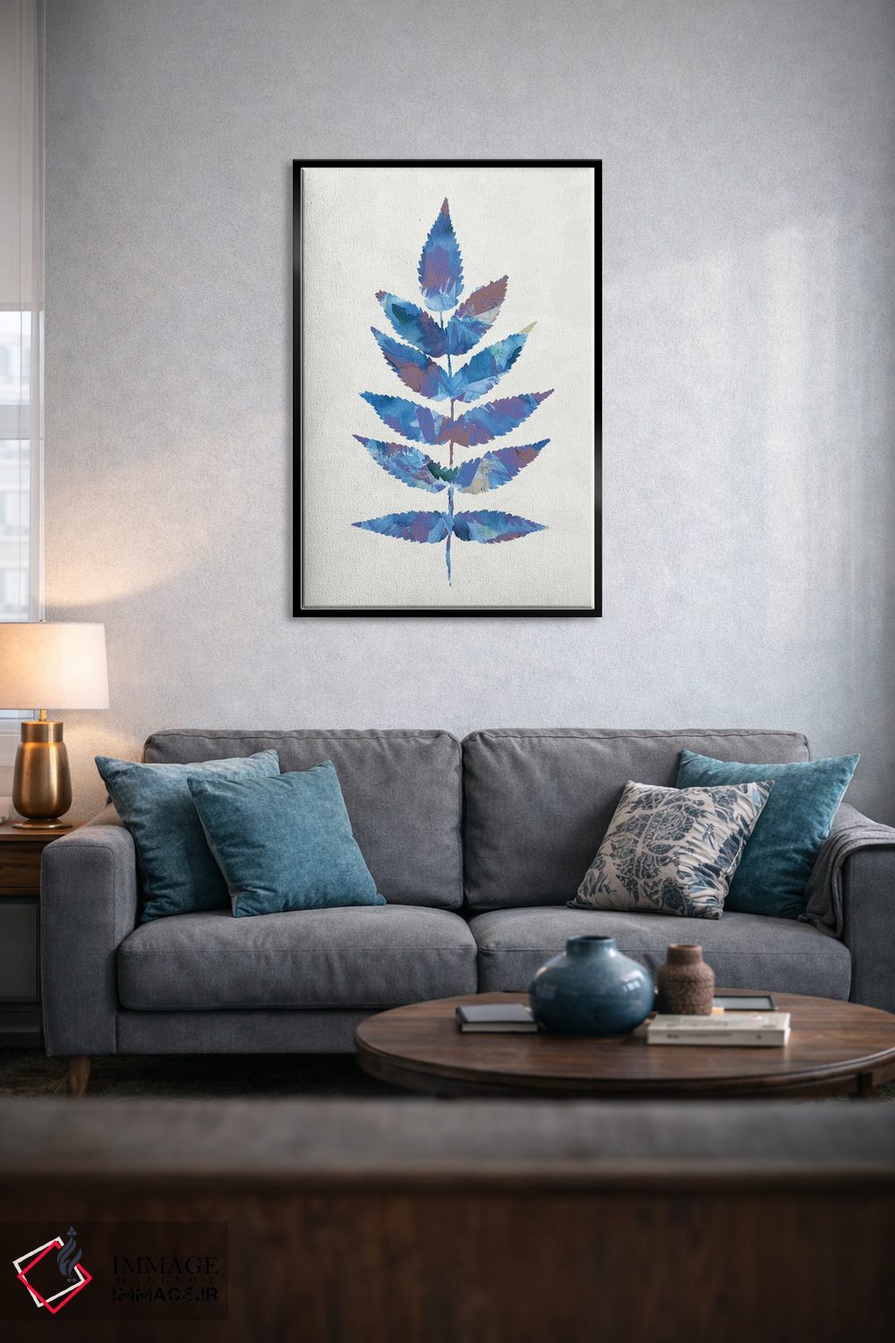 تابلو مینیمال برگ گیاهی جنگلی آبی اثر نینولا دیزاین - D5B