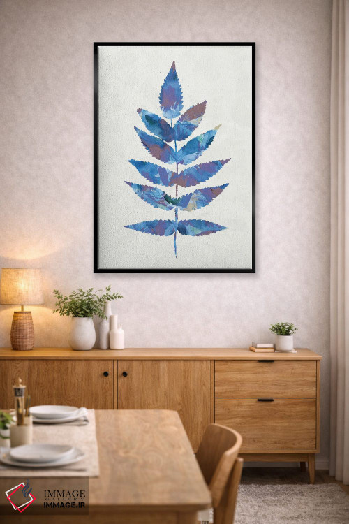 تابلو مینیمال برگ گیاهی جنگلی آبی اثر نینولا دیزاین - D4B