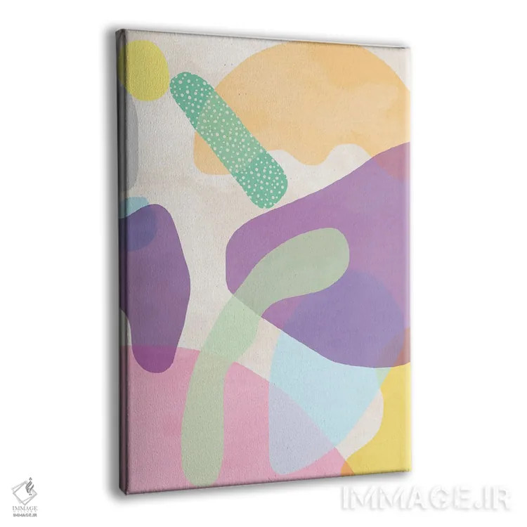 تابلو مینیمال اشکال انتزاعی ارگانیک بنفش اثر نینولا دیزاین - نمای پرسپکتیو محصول