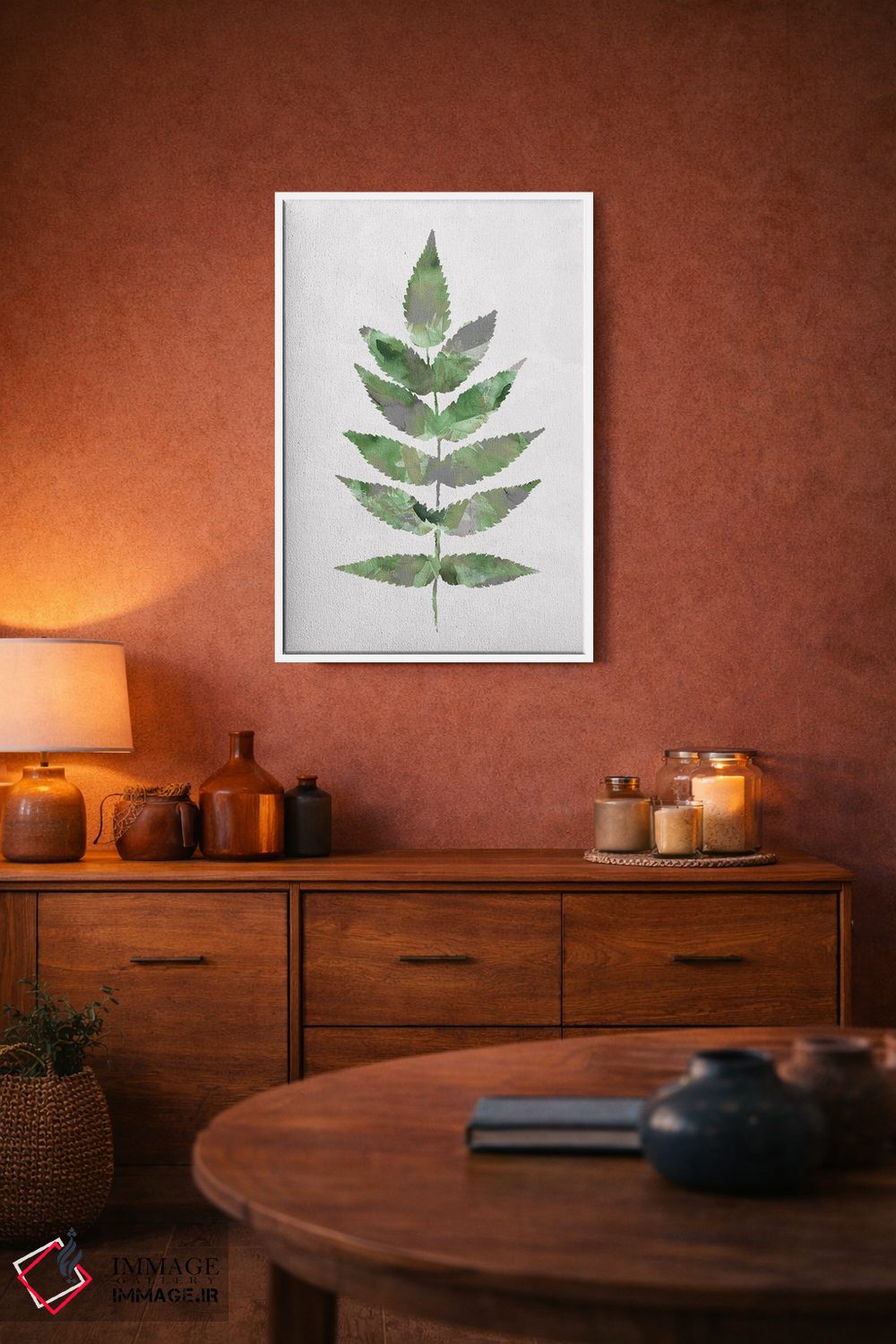 تابلو مینیمال برگ جنگلی سبز اثر نینولا دیزاین - D4W