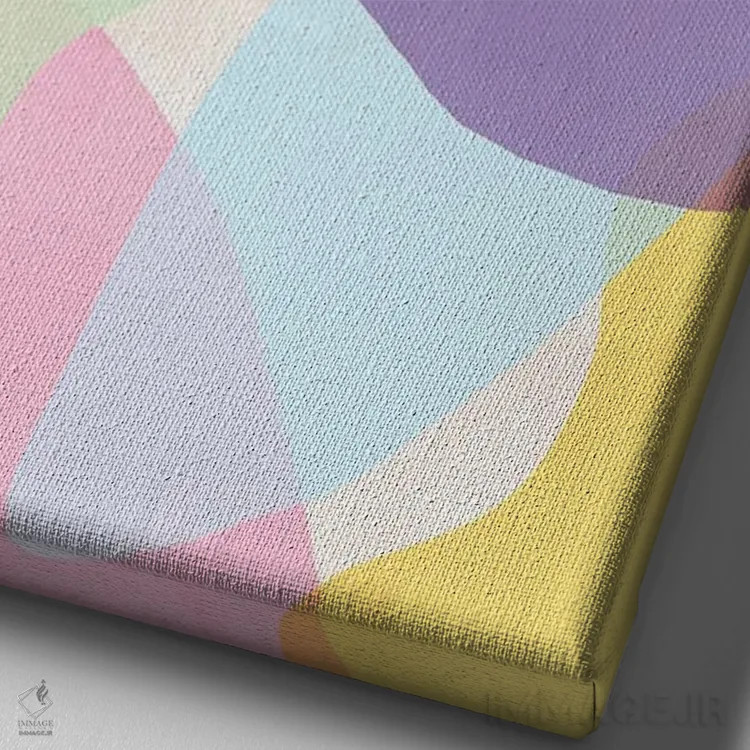 تابلو مینیمال اشکال انتزاعی ارگانیک بنفش اثر نینولا دیزاین - نمای نزدیک بافت بوم