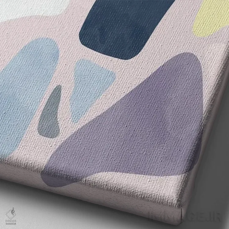 تابلو مینیمال اشکال انتزاعی روستایی ارگانیک پاستلی اثر نینولا دیزاین - نمای نزدیک بافت بوم