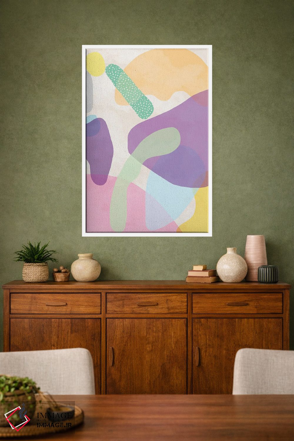 تابلو مینیمال اشکال انتزاعی ارگانیک بنفش اثر نینولا دیزاین - D1W