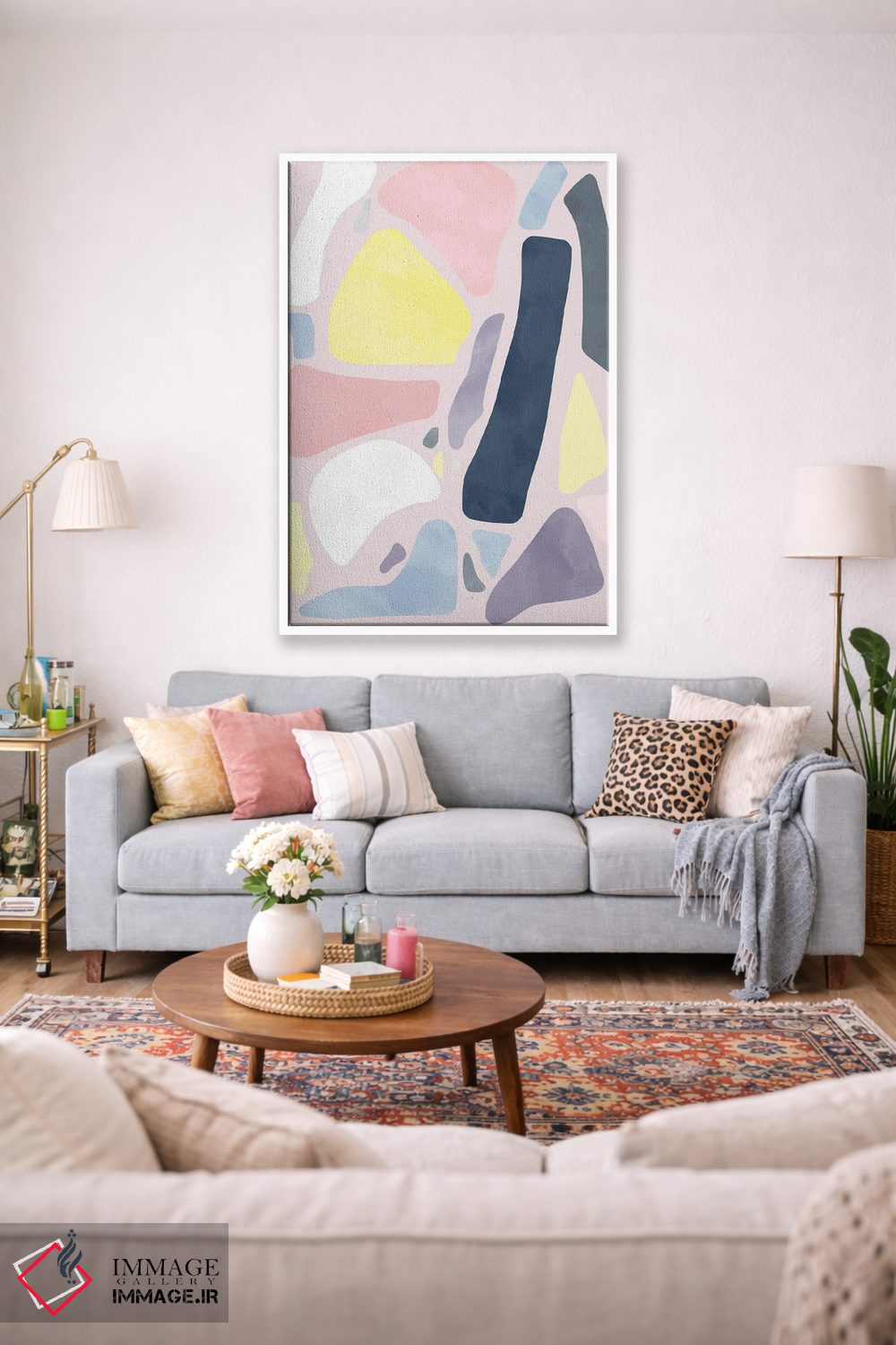 تابلو مینیمال اشکال انتزاعی روستایی ارگانیک پاستلی اثر نینولا دیزاین - D1W