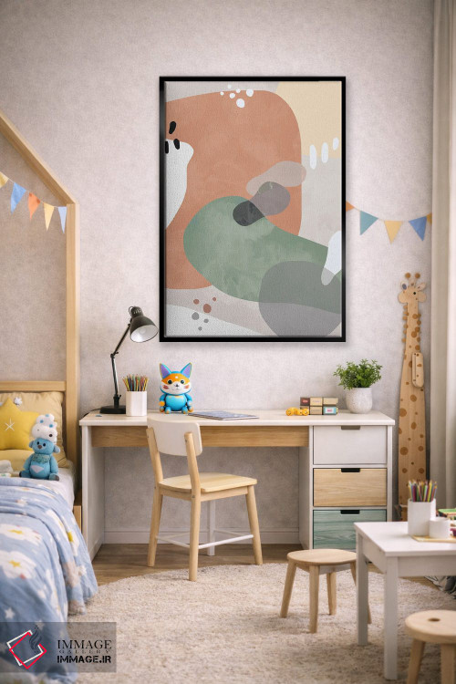 تابلو مینیمال اشکال انتزاعی ارگانیک رنگ سفالی اثر نینولا دیزاین - D2B