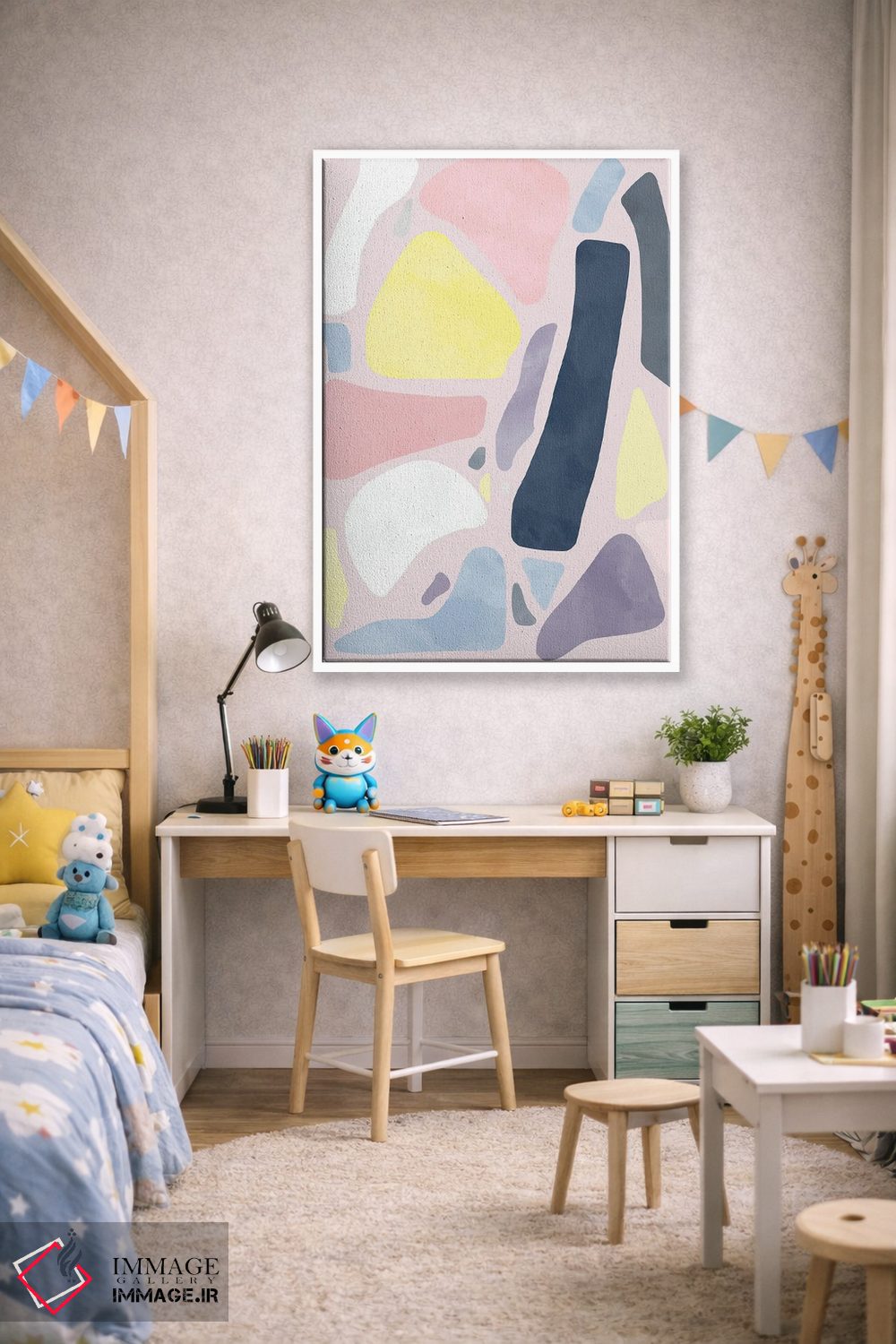 تابلو مینیمال اشکال انتزاعی روستایی ارگانیک پاستلی اثر نینولا دیزاین - D2W