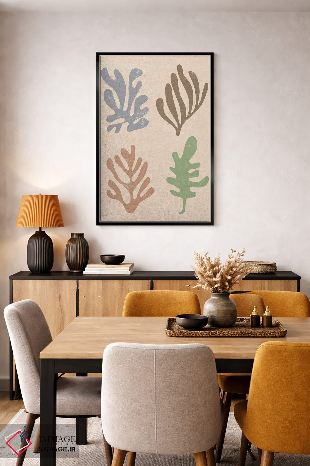 تابلو مینیمال برگ های گیاهی découpage با سبک ماتیس اثر نینولا دیزاین - D6B
