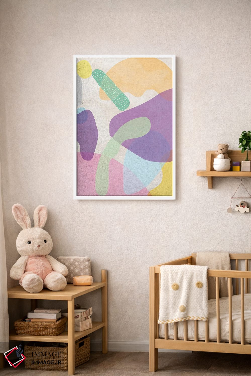 تابلو مینیمال اشکال انتزاعی ارگانیک بنفش اثر نینولا دیزاین - D4W