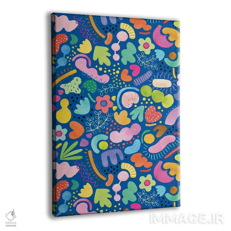 تابلو انتزاعی طرح انتزاعی سرزنده آبی کبالت اثر نینولا دیزاین - نمای پرسپکتیو محصول