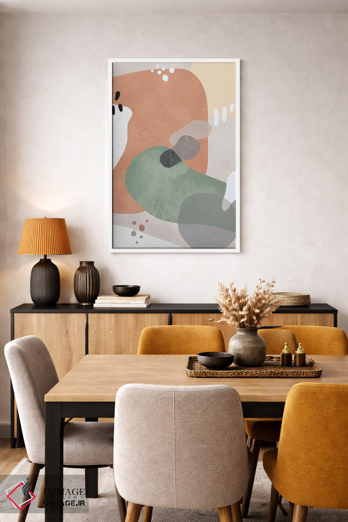 تابلو مینیمال اشکال انتزاعی ارگانیک رنگ سفالی اثر نینولا دیزاین - D5W