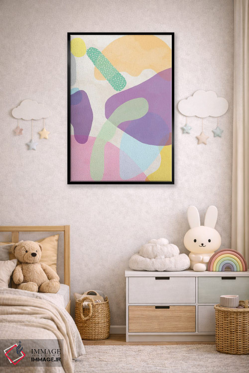تابلو مینیمال اشکال انتزاعی ارگانیک بنفش اثر نینولا دیزاین - D6B