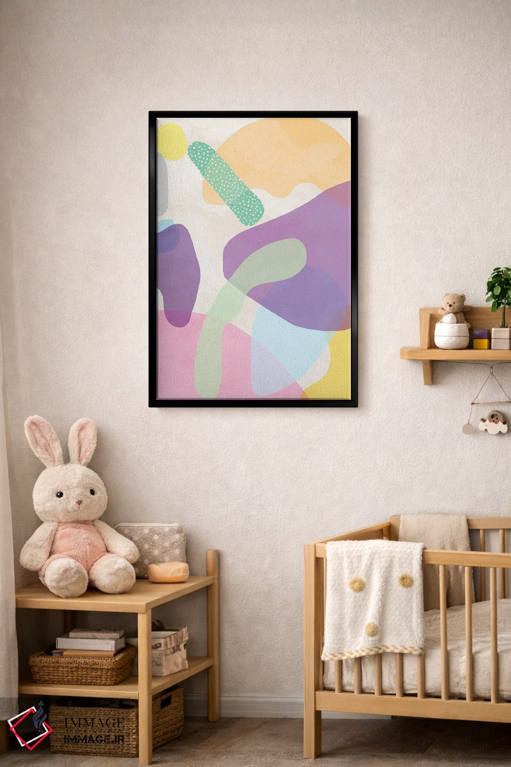 تابلو مینیمال اشکال انتزاعی ارگانیک بنفش اثر نینولا دیزاین - D5B