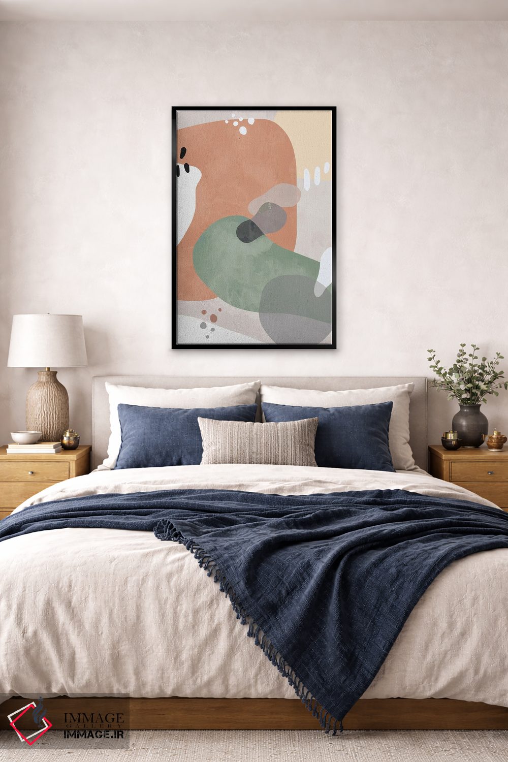 تابلو مینیمال اشکال انتزاعی ارگانیک رنگ سفالی اثر نینولا دیزاین - D6B