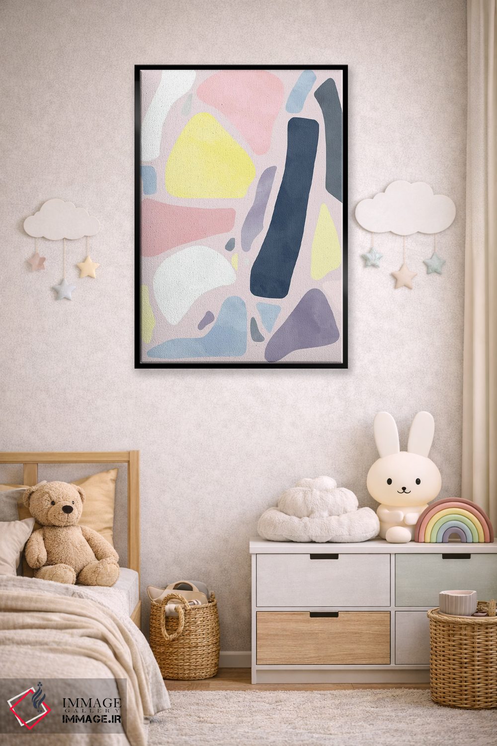 تابلو مینیمال اشکال انتزاعی روستایی ارگانیک پاستلی اثر نینولا دیزاین - D5B